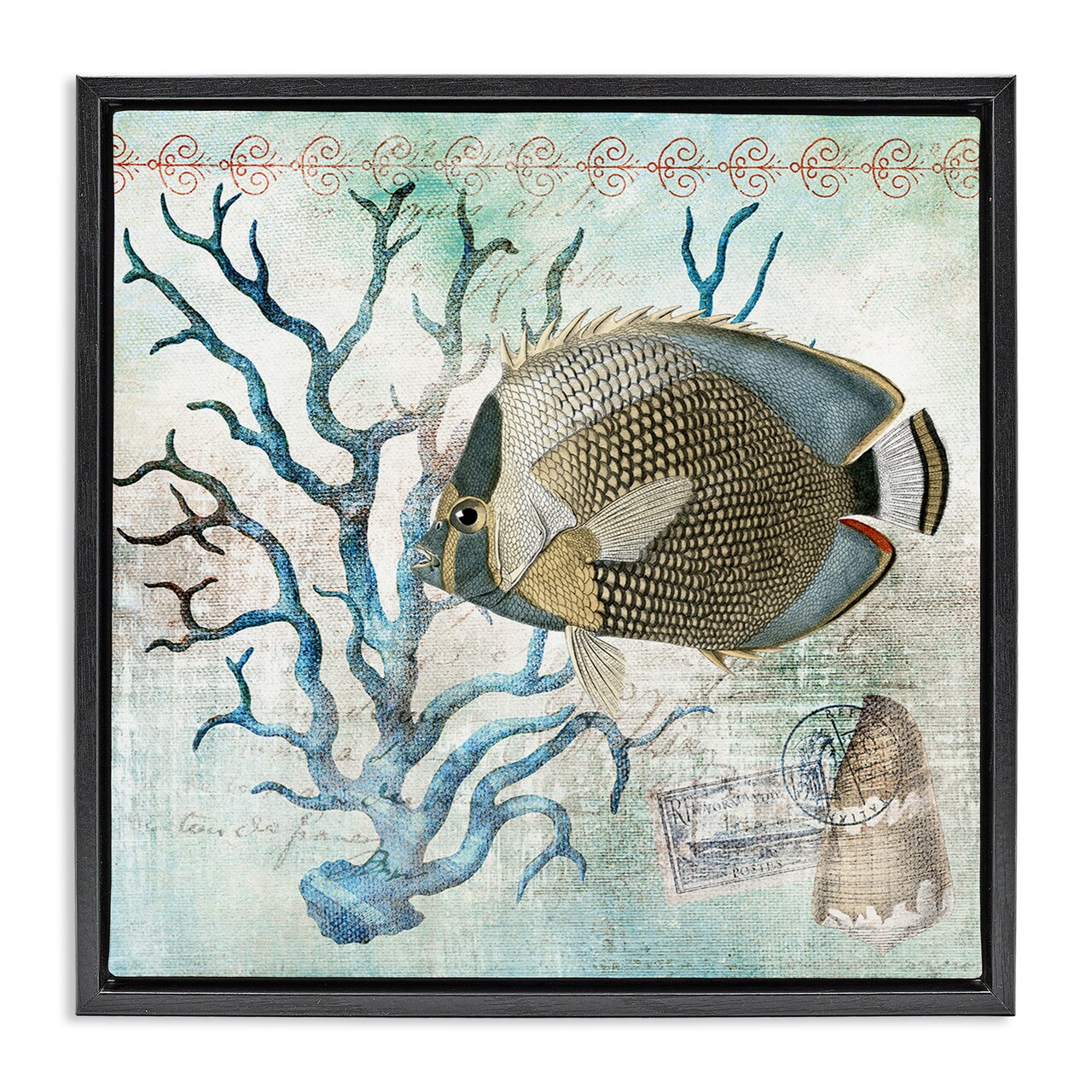 Stupell Industries Vintage Post & Aquatic Life Floating Frame By Susan Arnot